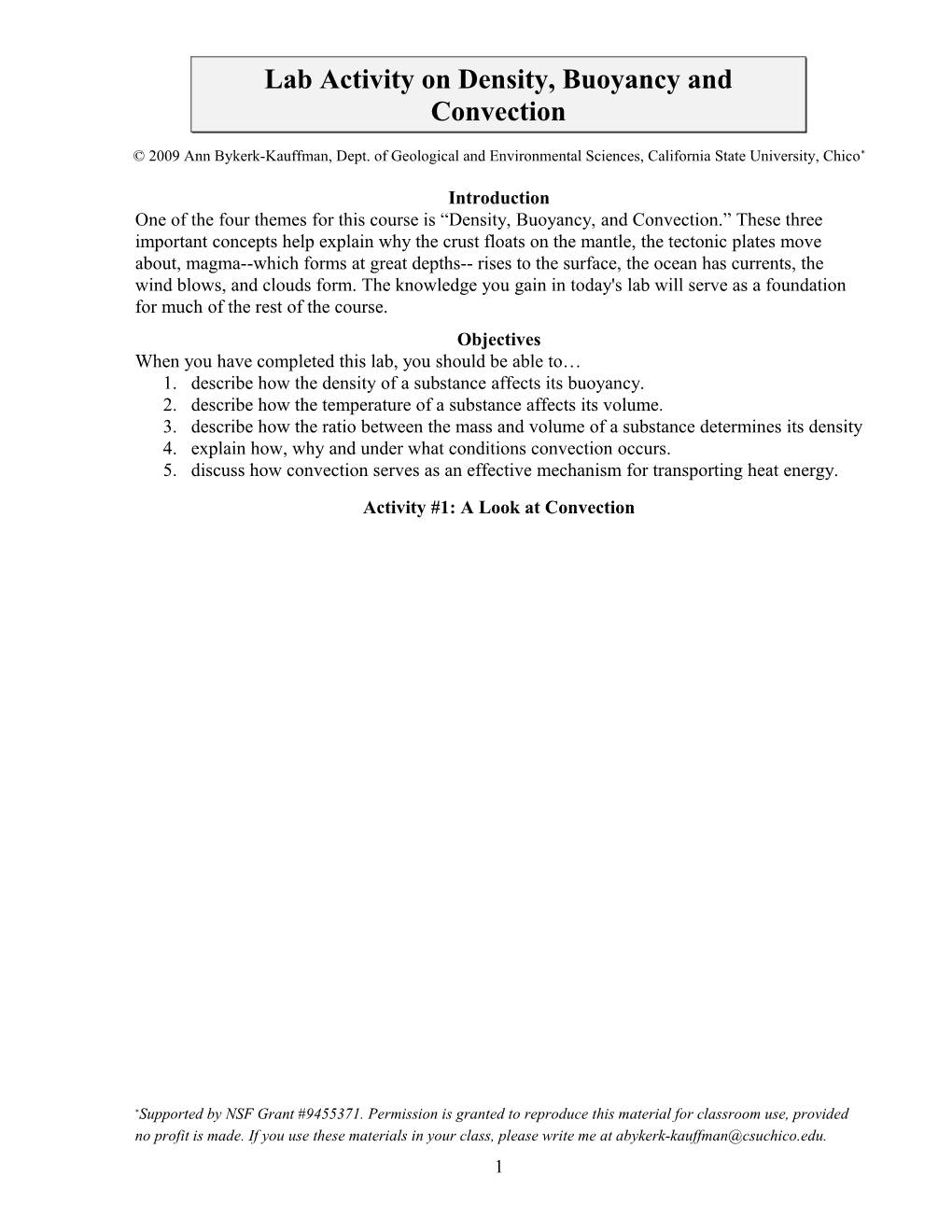 Lab Activity on Density, Buoyancy and Convection 13