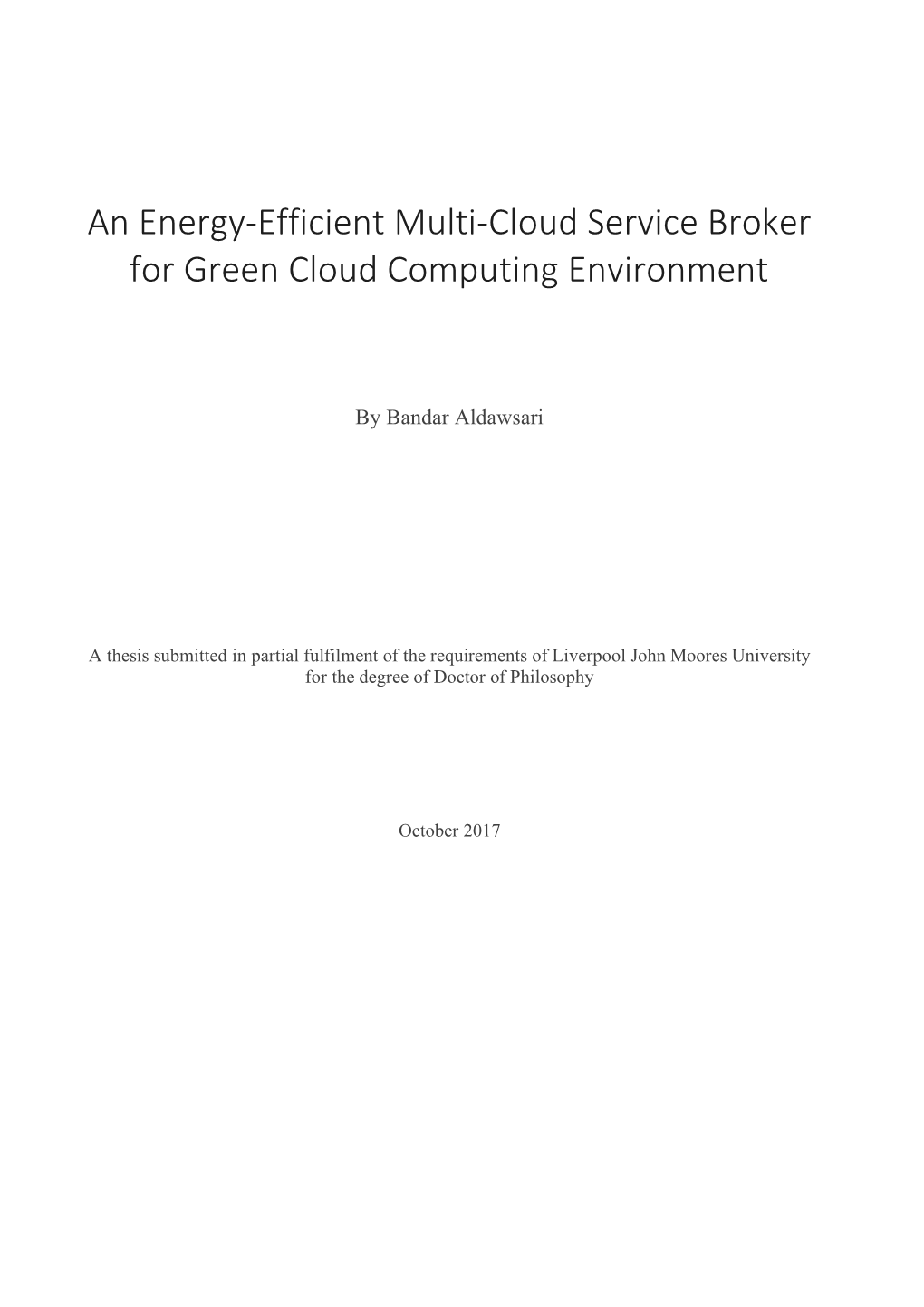 An Energy-Efficient Multi-Cloud Service Broker for Green Cloud Computing Environment