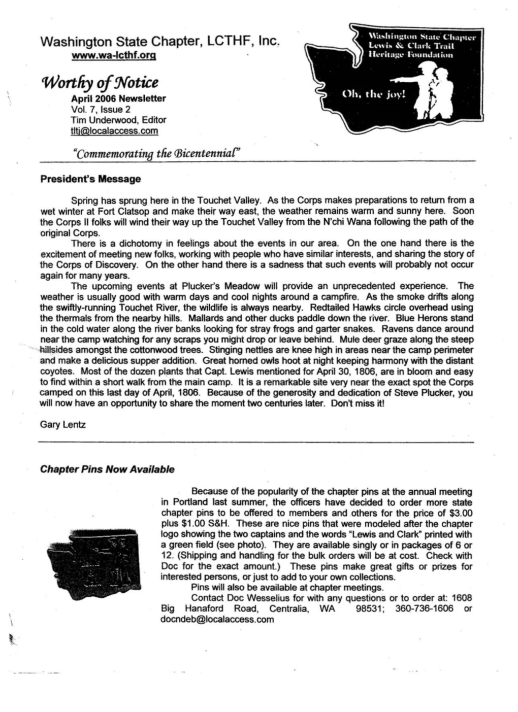 April 2006 Newsletter Vol