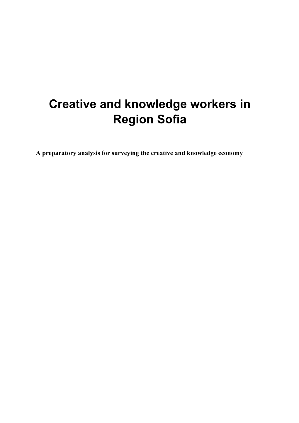 Creative and Knowledge Workers in Region Sofia