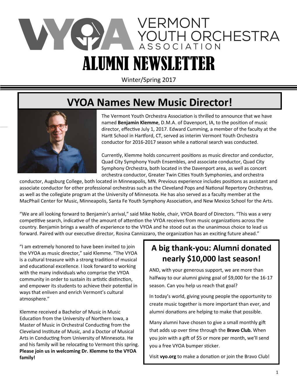 Winter/Spring 2017 Alumni Newsletter