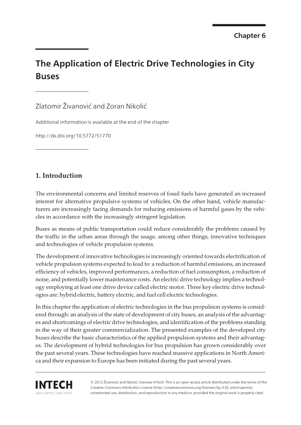 The Application of Electric Drive Technologies in City Buses