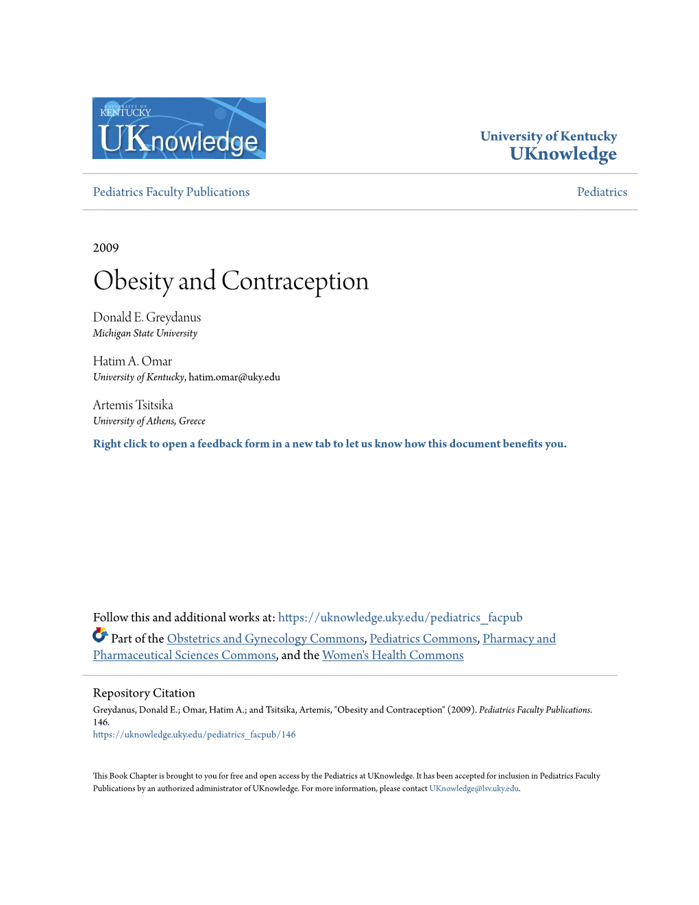 Obesity and Contraception Donald E