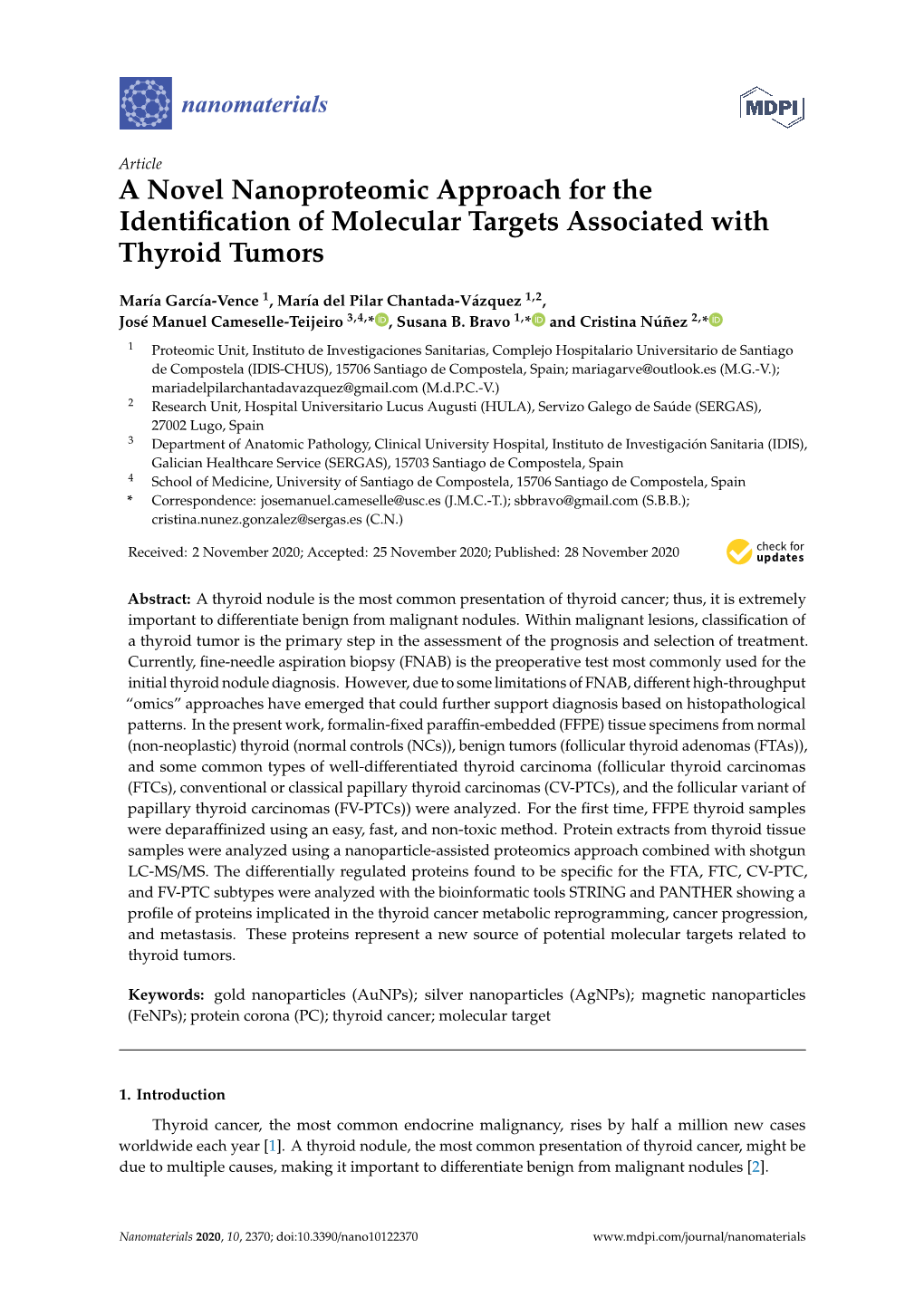 A Novel Nanoproteomic Approach for the Identification of Molecular