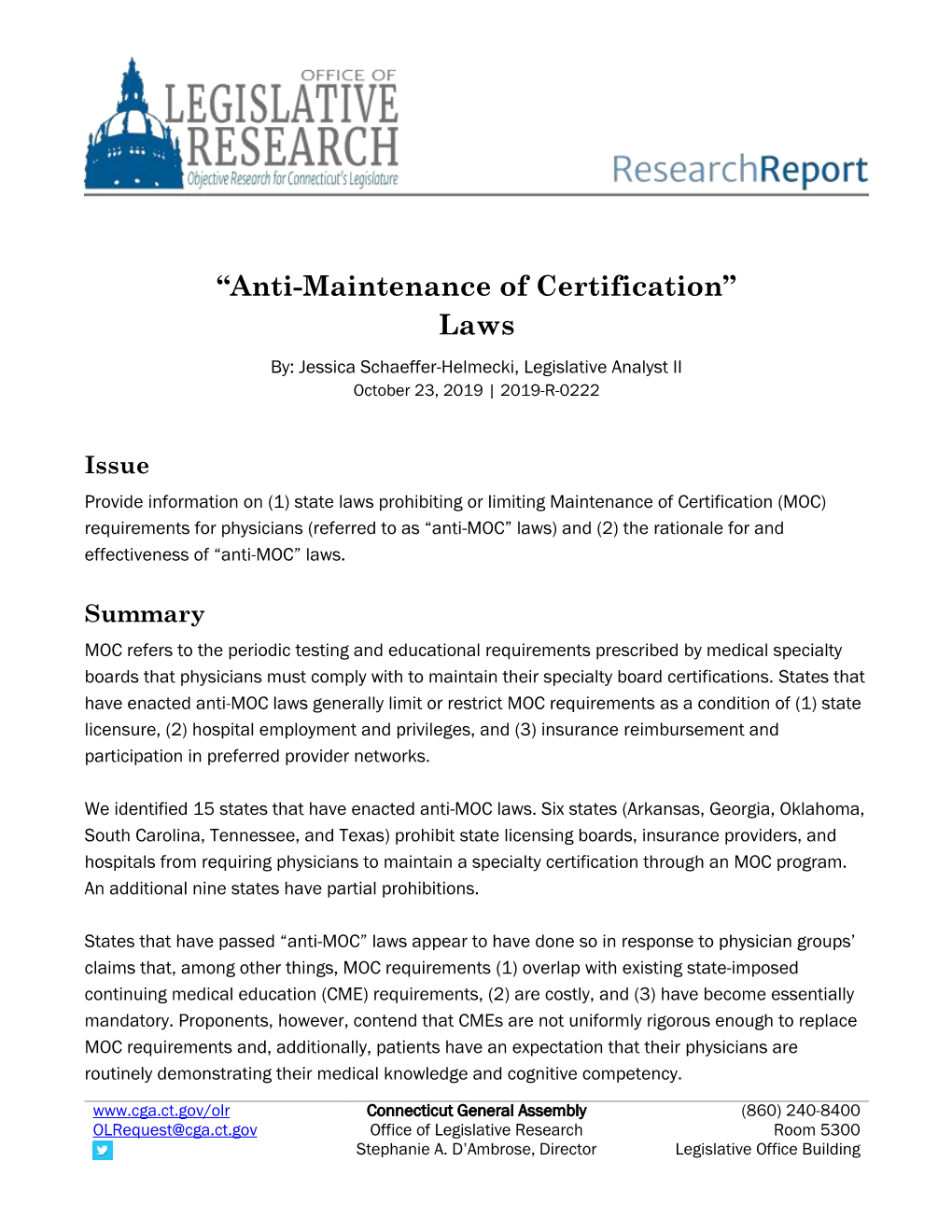 “Anti-Maintenance of Certification” Laws