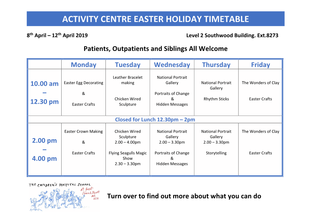 Activity Centre Timetable Easter 19[2]