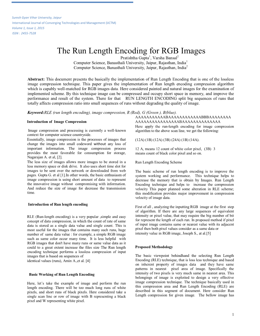 The Run Length Encoding for RGB Images