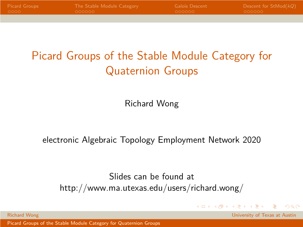 Picard Groups of the Stable Module Category for Quaternion Groups