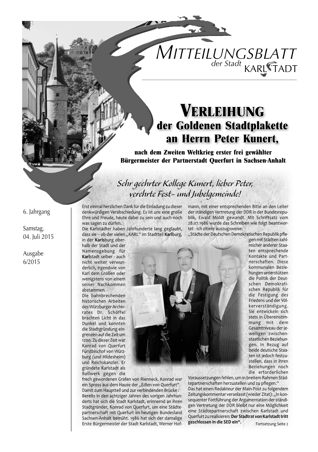 Mitteilungsblatt Der Stadt KARL TADT