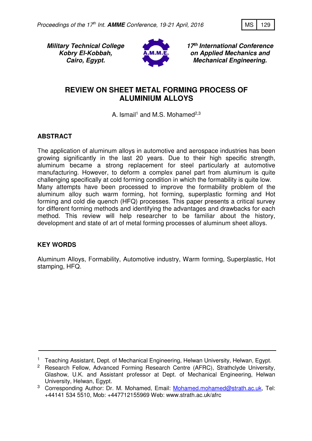 Review on Sheet Metal Forming Process of Aluminium Alloys