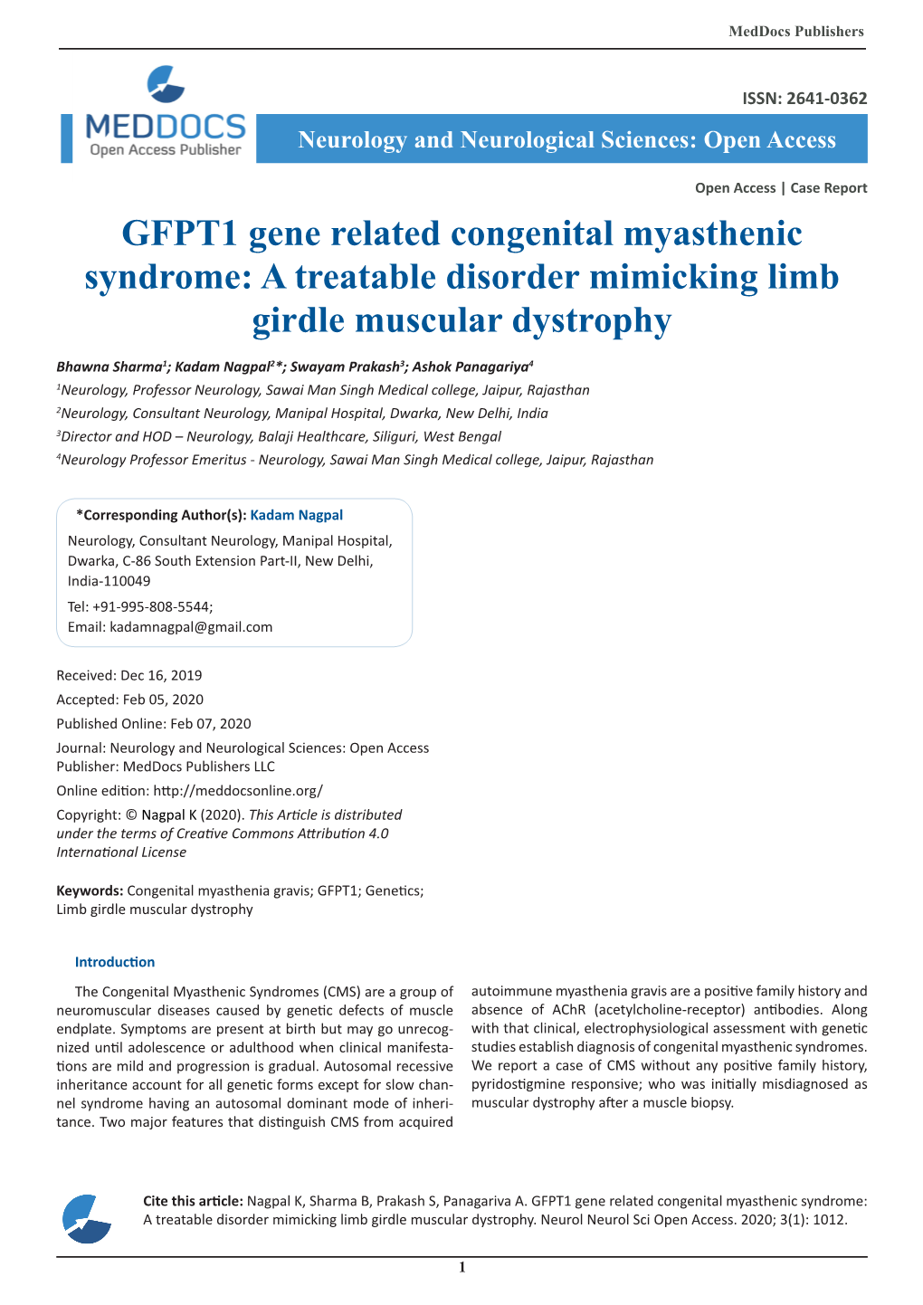 GFPT1 Gene Related Congenital Myasthenic Syndrome: a Treatable Disorder Mimicking Limb Girdle Muscular Dystrophy