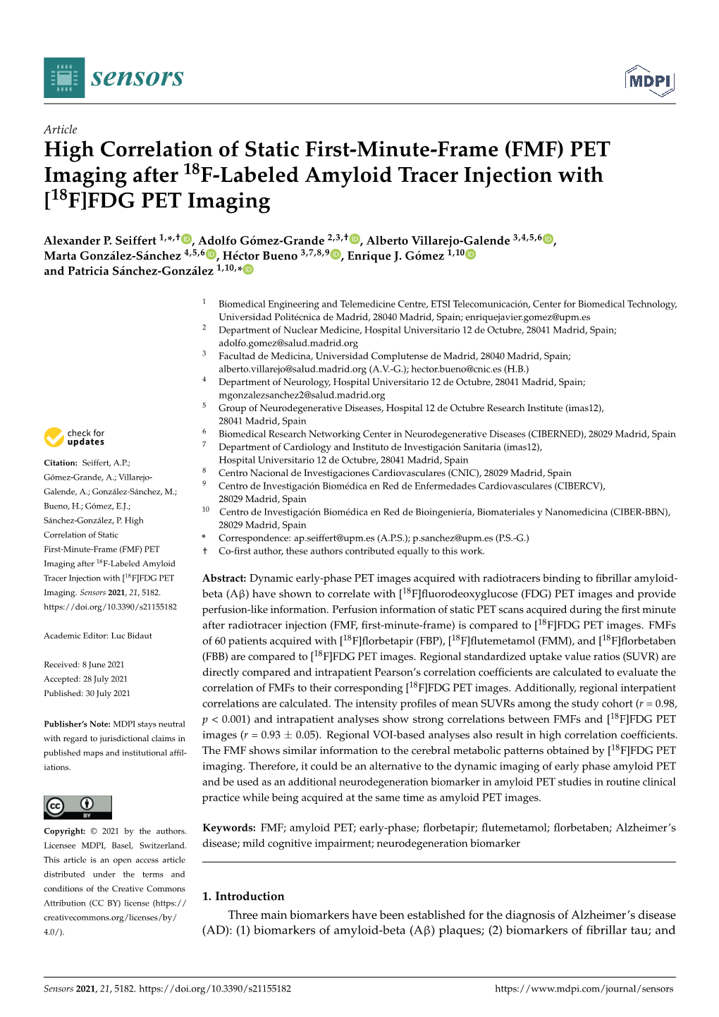 (FMF) PET Imaging After 18F-Labeled Amyloid Tracer Injection with [18F]FDG PET Imaging