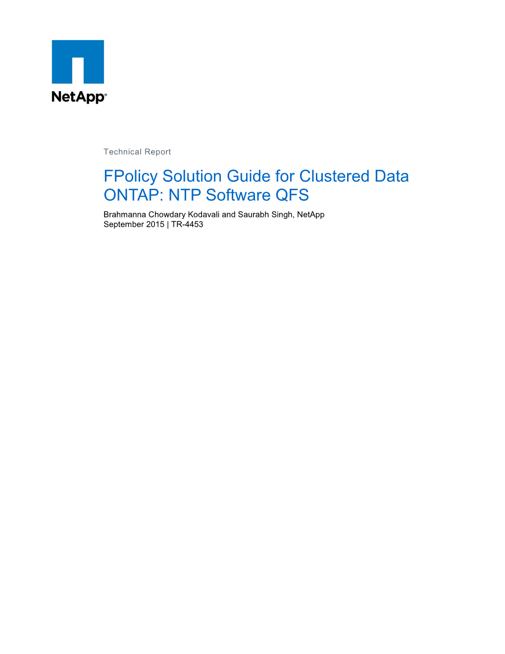 TR-4453: Fpolicy Solution Guide for Clustered Data ONTAP: NTP Software