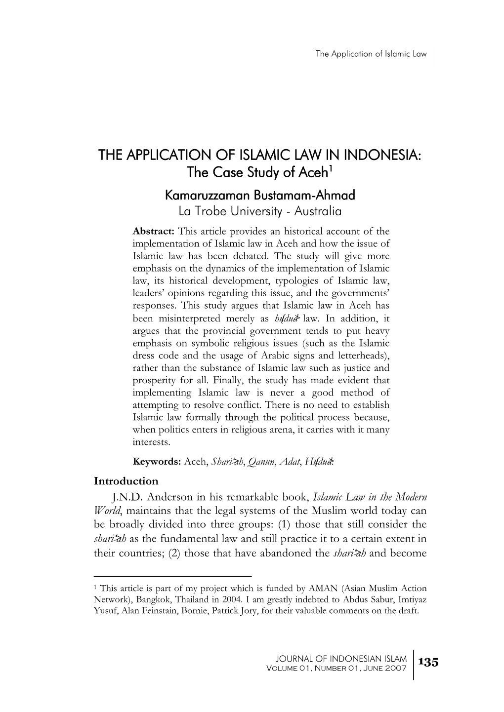 The Application of Islamic Law in Indonesia