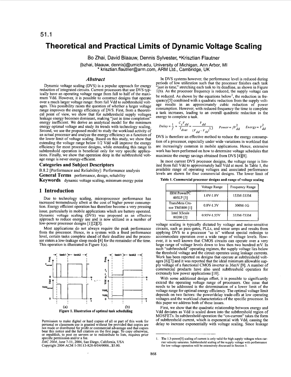 Theoretical and Practical Limits of Dynamic Voltage Scaling