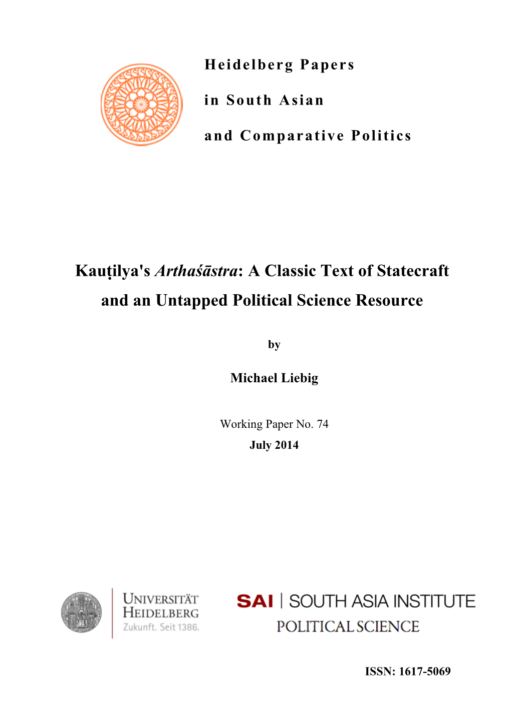 Kauṭilya's Arthaśāstra: a Classic Text of Statecraft and an Untapped Political Science Resource