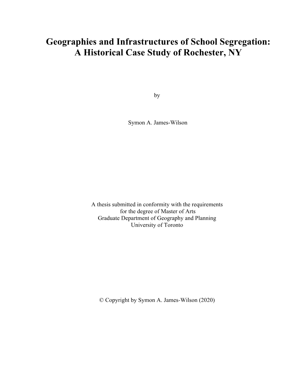 Geographies and Infrastructures of School Segregation: a Historical Case Study of Rochester, NY