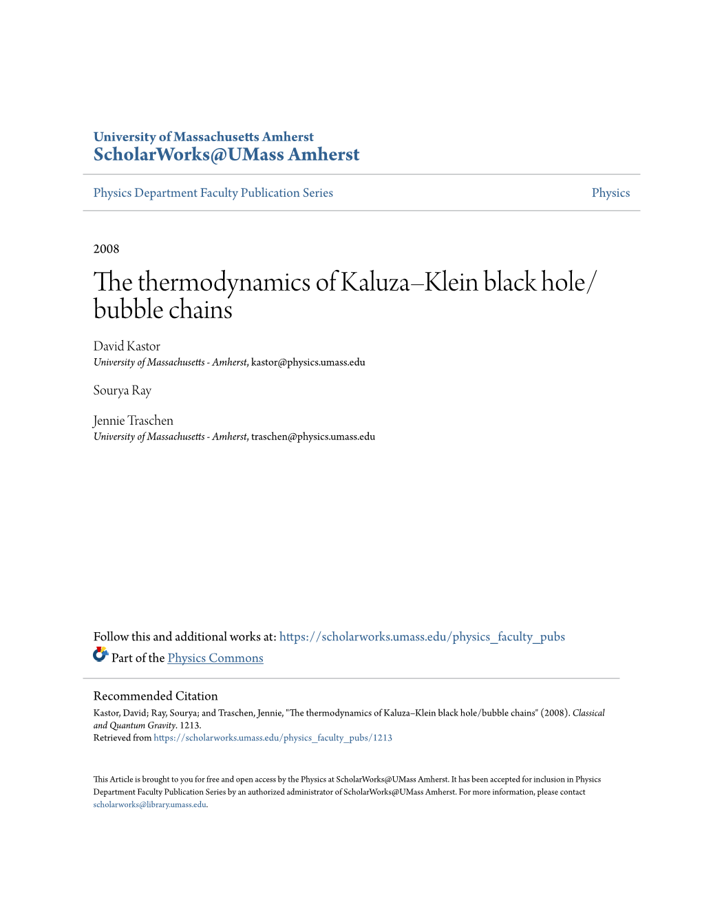 The Thermodynamics of Kaluza–Klein Black Hole/Bubble Chains