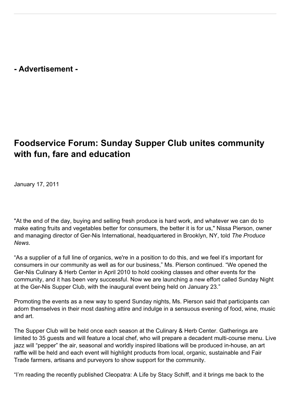 Foodservice Forum: Sunday Supper Club Unites Community with Fun, Fare and Education