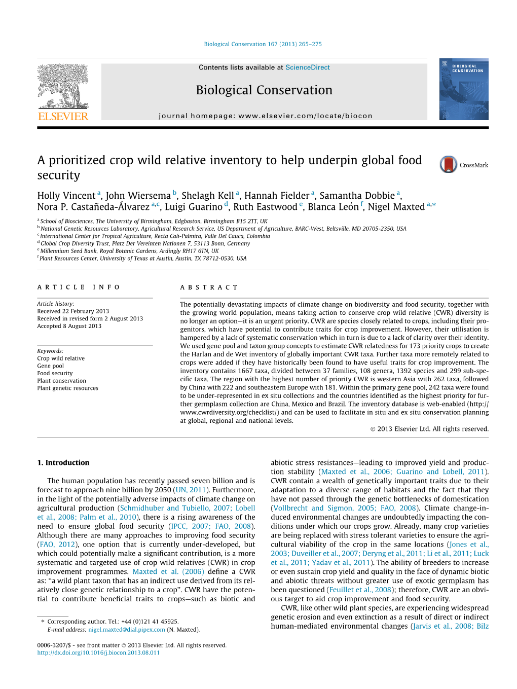 Biological Conservation 167 (2013) 265–275