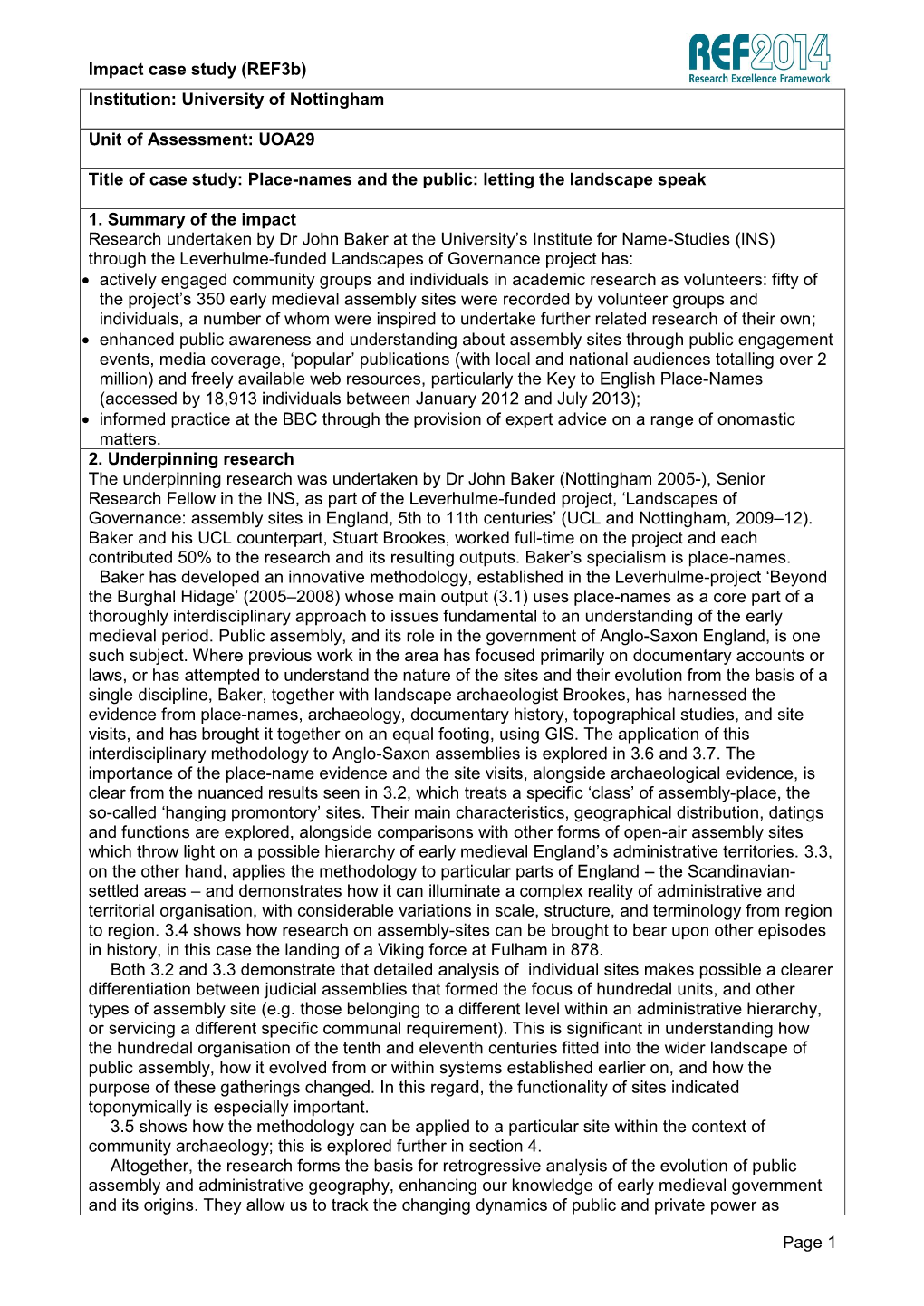 Impact Case Study (Ref3b) Institution: University of Nottingham