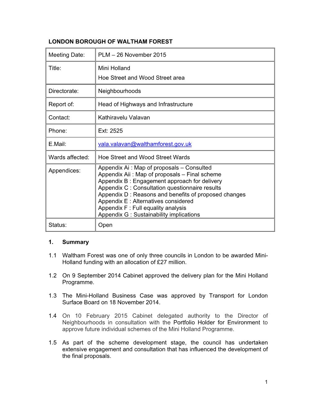 Hoe Street and Wood Street Post Consultation