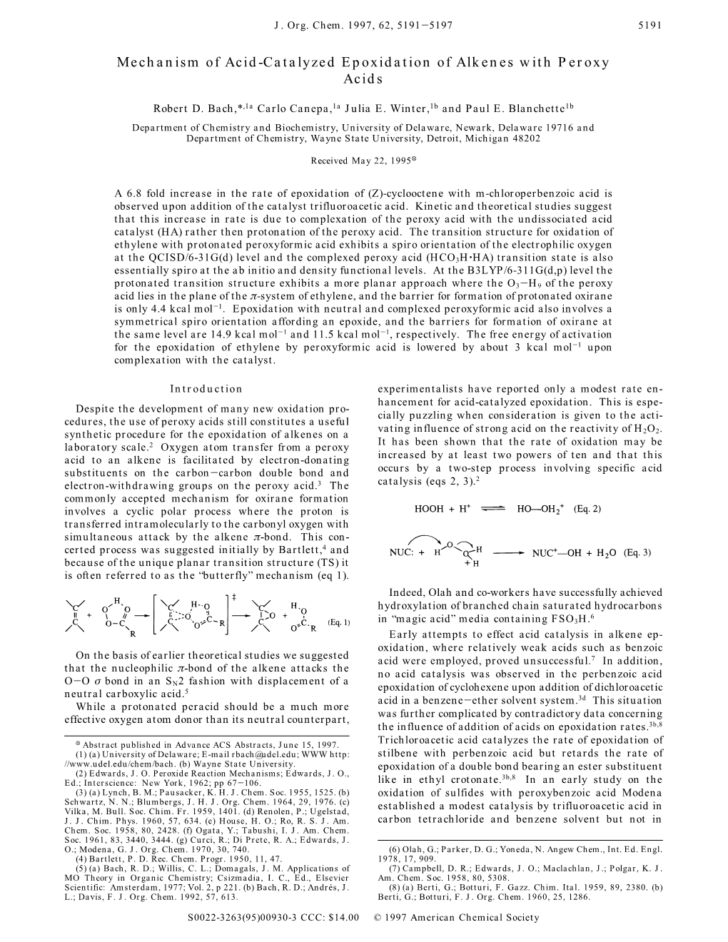 Mechanism of Acid-Catalyzed Epoxidation of Alkenes with Peroxy Acids