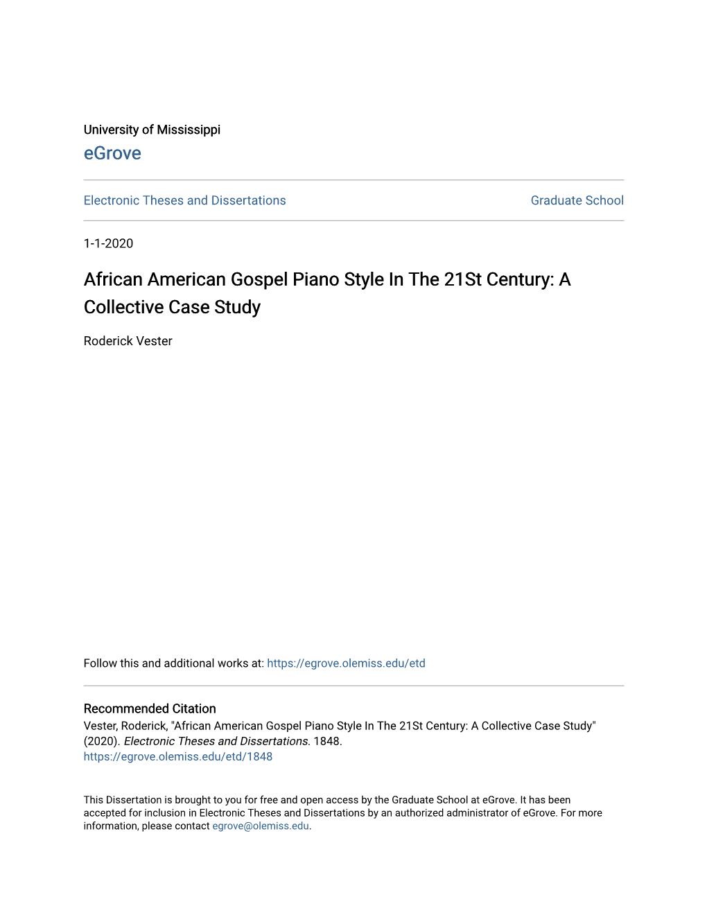 African American Gospel Piano Style in the 21St Century: a Collective Case Study