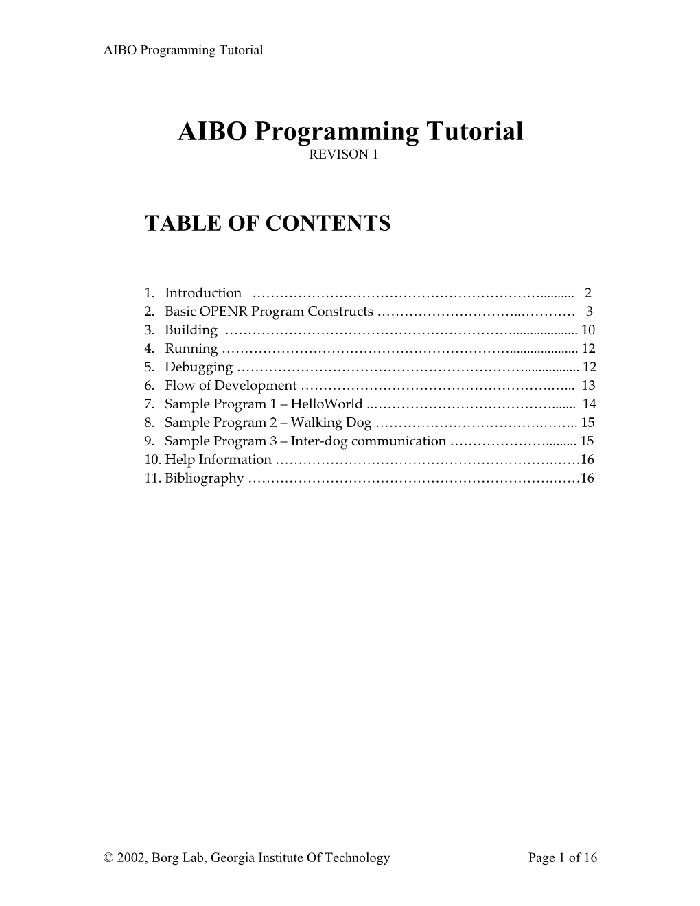 AIBO Programming Tutorial