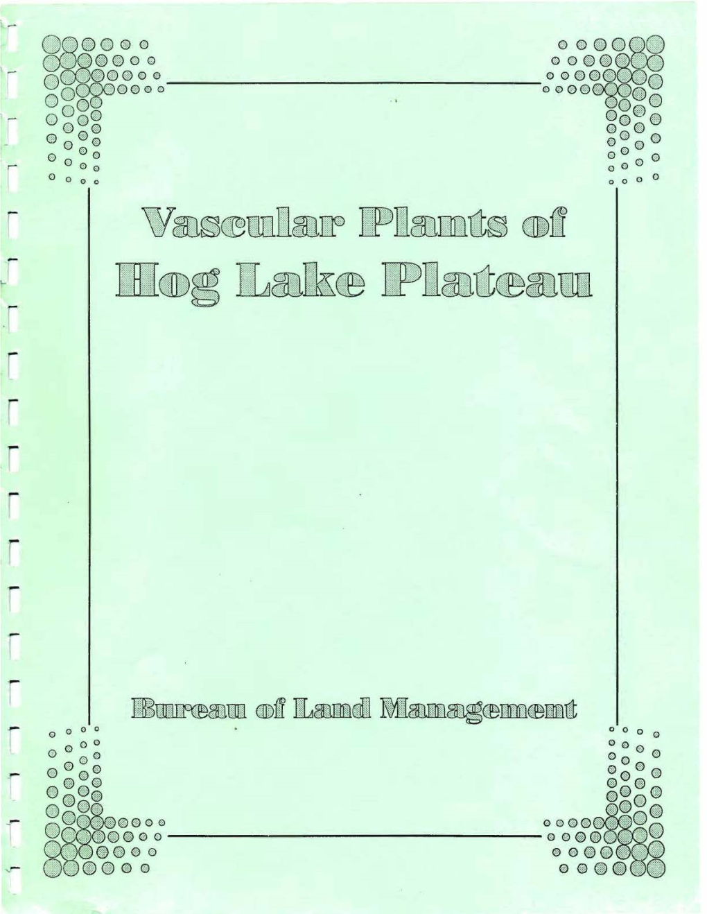 Vascular Plants of Hog Lake Plateau