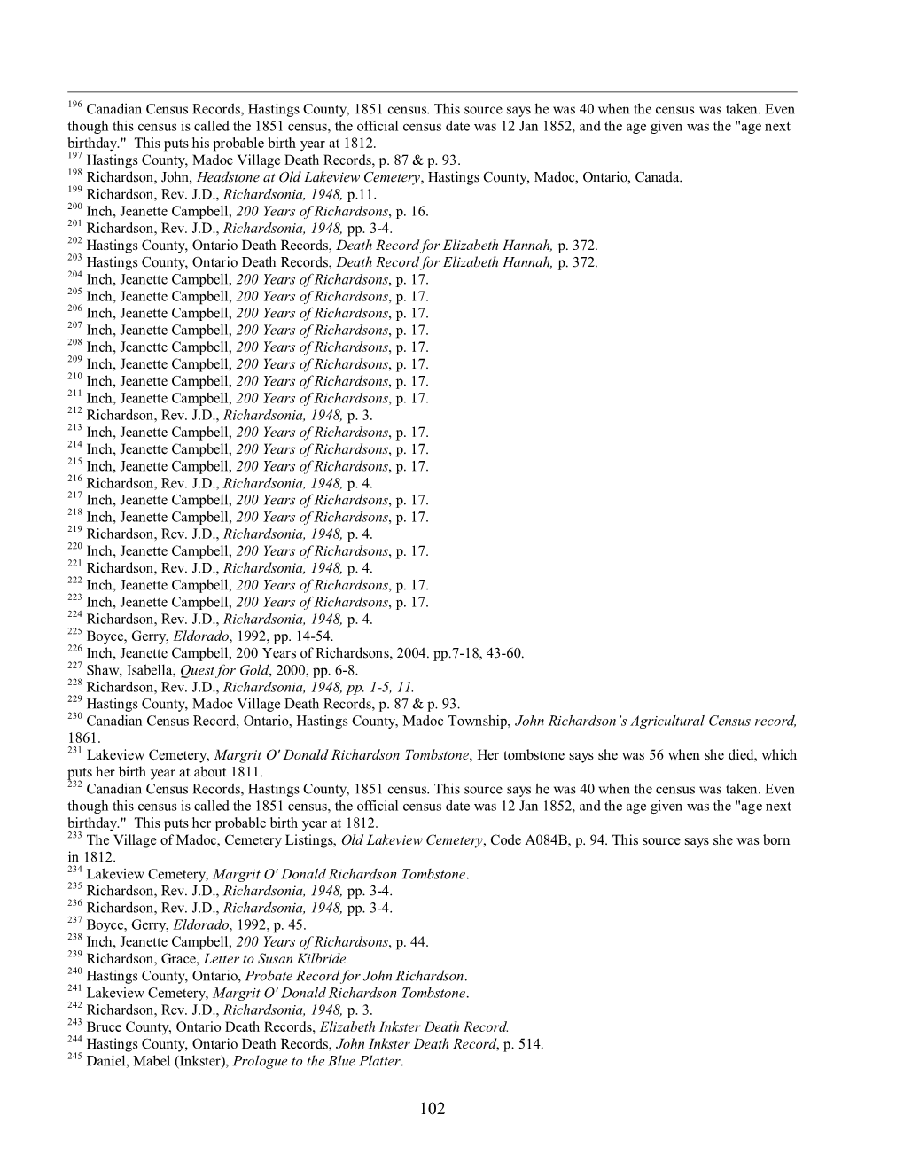 196 Canadian Census Records, Hastings County, 1851 Census. This Source Says He Was 40 When the Census Was Taken. Even Though