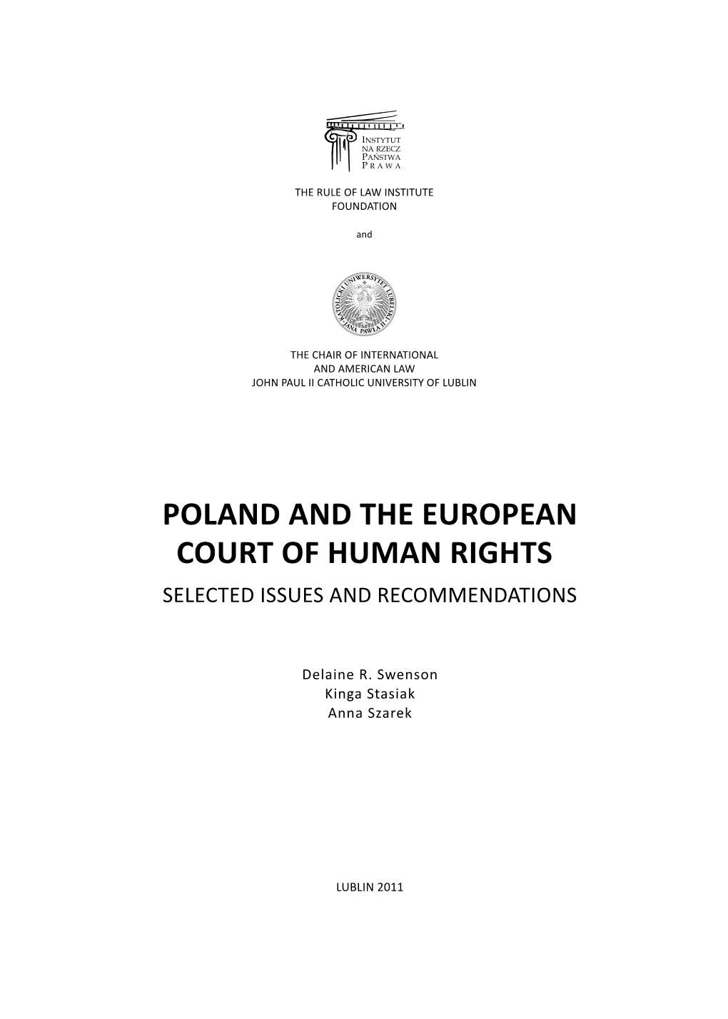 Poland and the European Court of Human Rights Selected Issues and Recommendations
