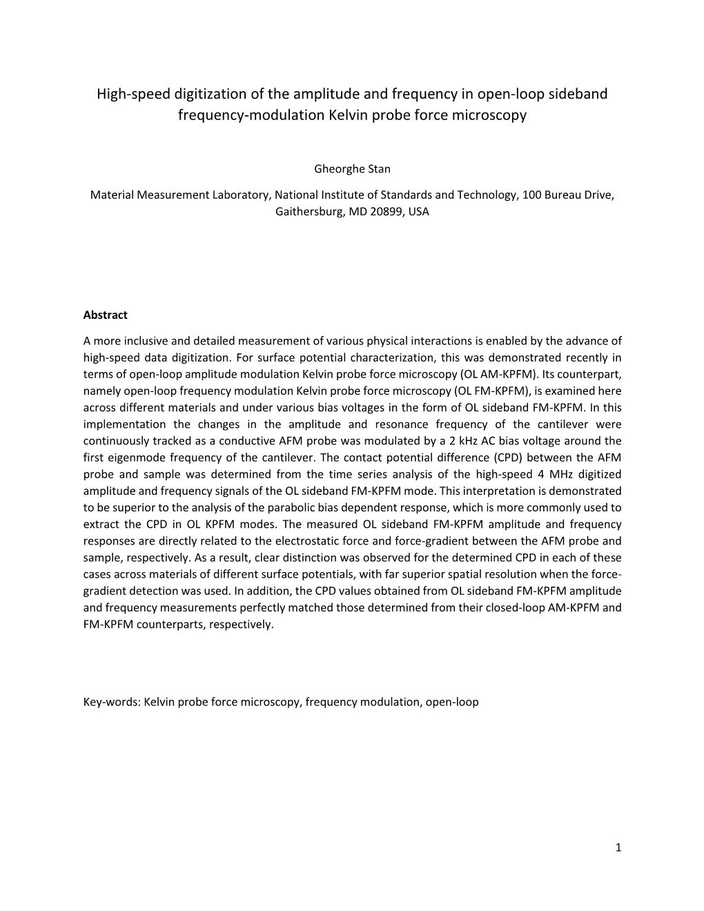 High-Speed Digitization of the Amplitude and Frequency in Open-Loop Sideband Frequency-Modulation Kelvin Probe Force Microscopy