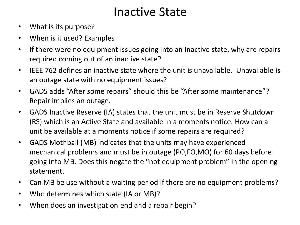 Inactive State