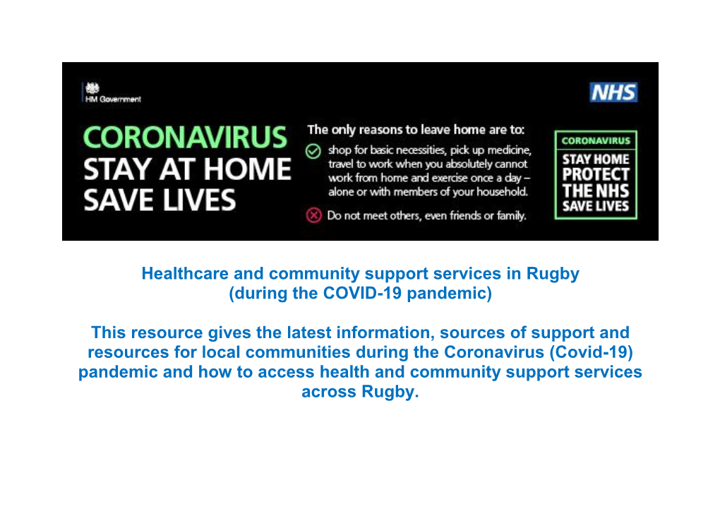 Healthcare and Community Support Services in Rugby (During the COVID-19 Pandemic)
