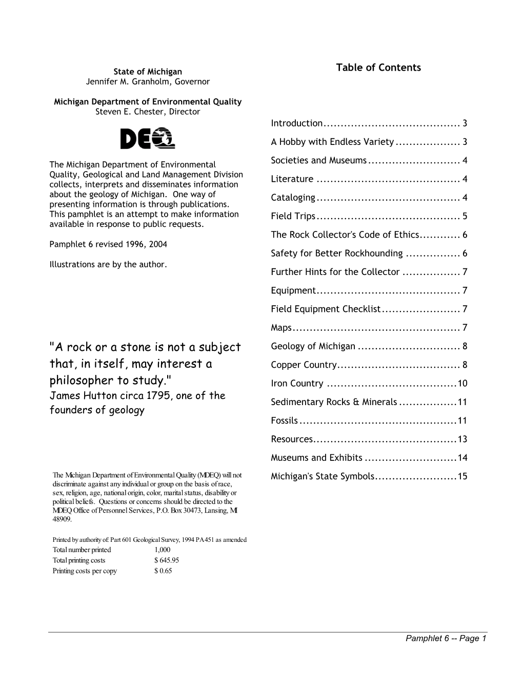 Pamphlet 6 Revised 1996, 2004 Safety for Better Rockhounding