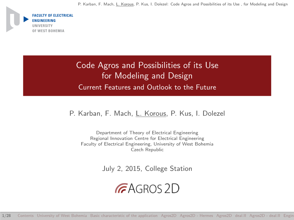 Agros2d Agros2d - Hermes Agros2d Deal.II Agros2d - Deal.II Engineering Examples P