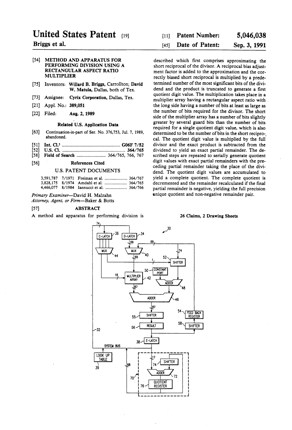 United States Patent (19) 11 Patent Number: 5,046,038 Briggs Et Al