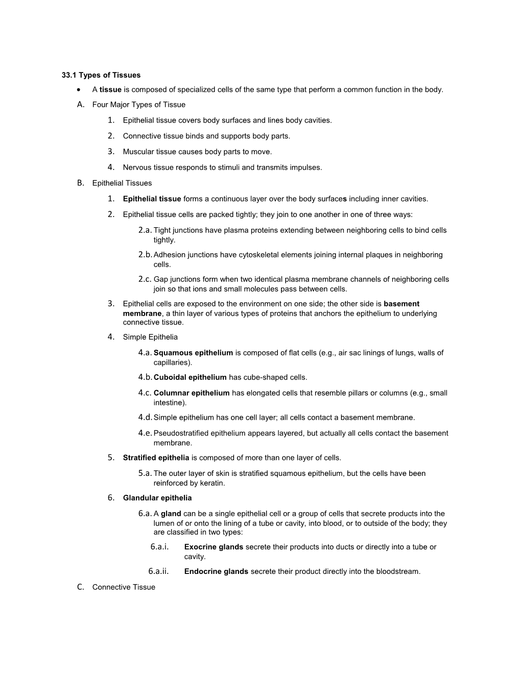 33.1 Types of Tissues