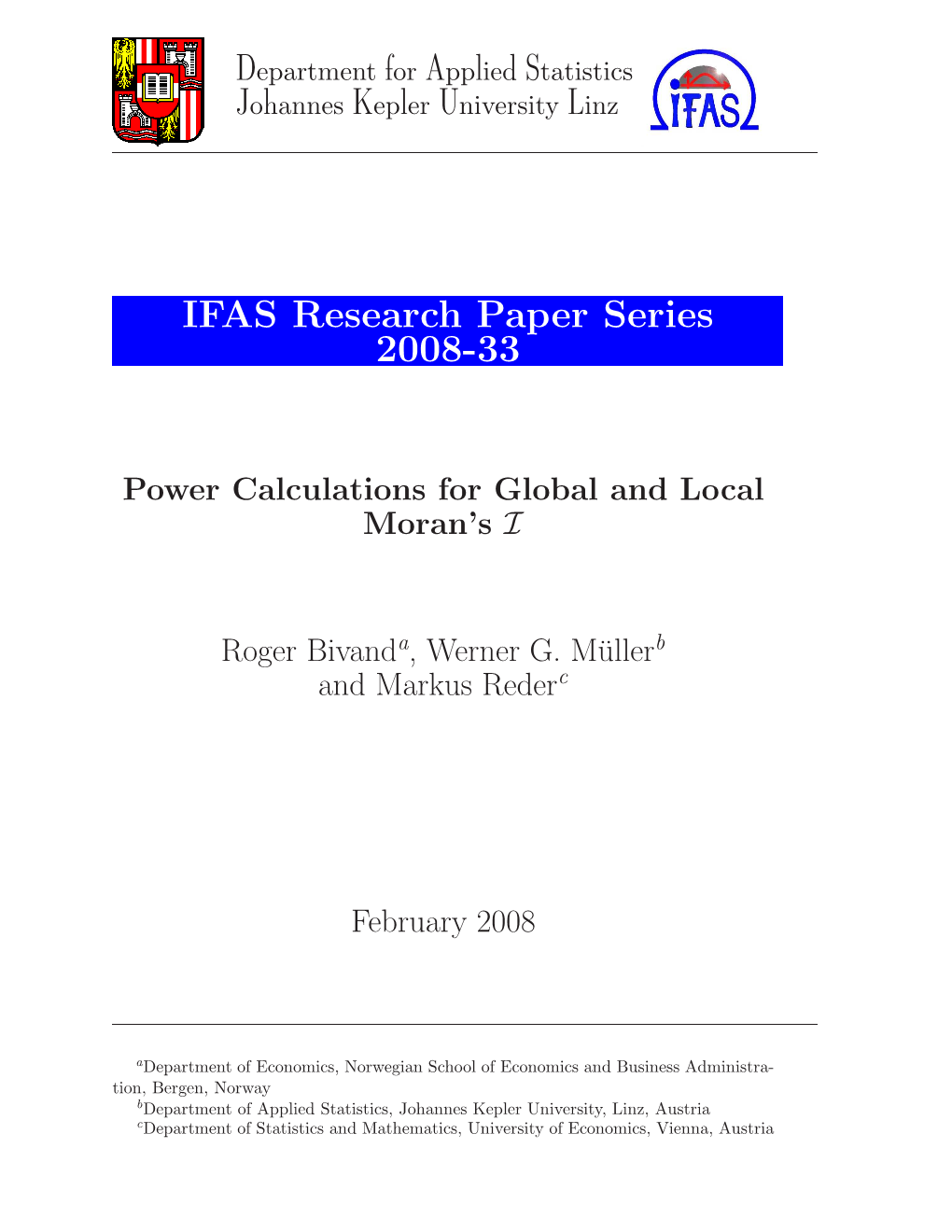 IFAS Research Paper Series 2008-33