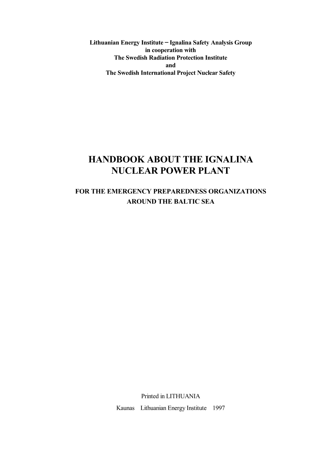 Handbook About the Ignalina Nuclear Power Plant