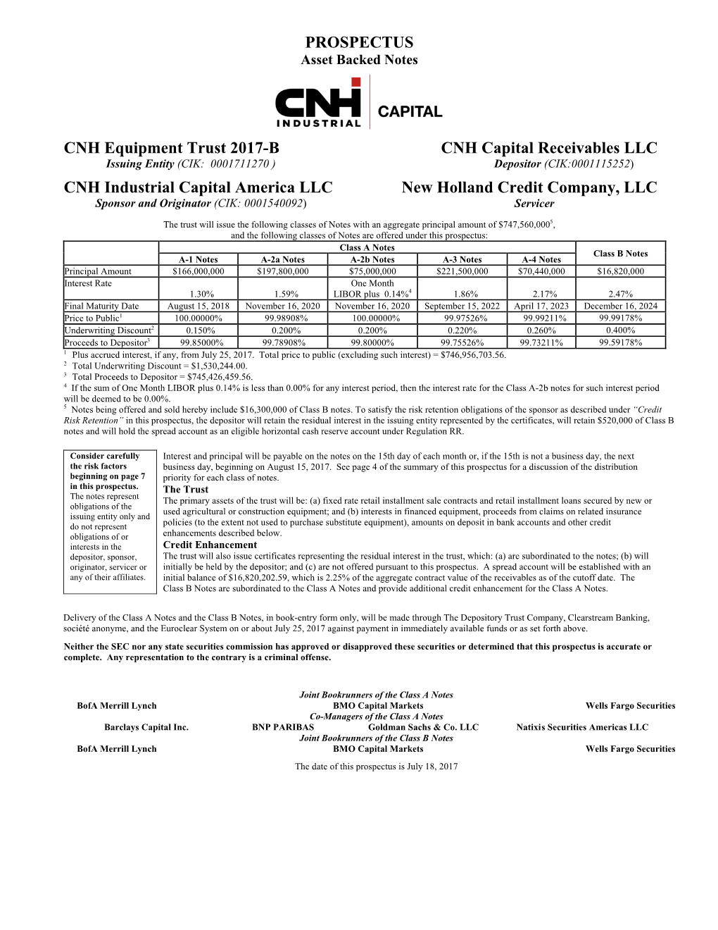 PROSPECTUS CNH Equipment Trust 2017-B