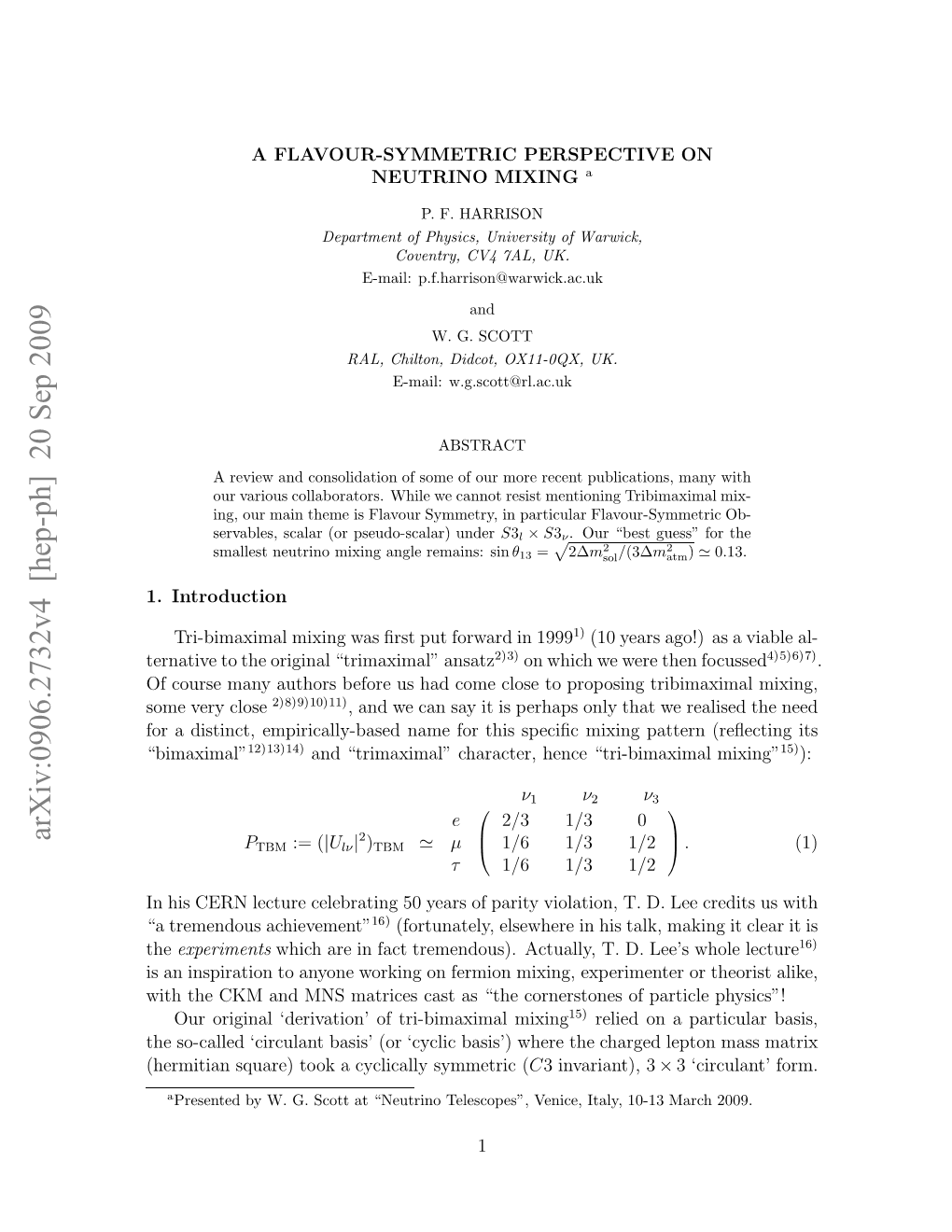 A Flavour-Symmetric Perspective on Neutrino Mixing