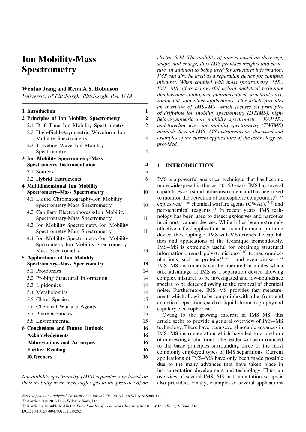 "Ion Mobility-Mass Spectrometry" In