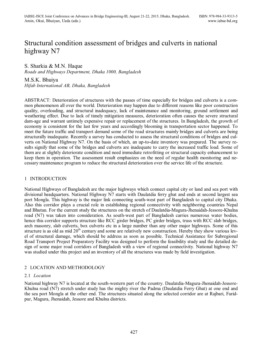 Structural Condition Assessment of Bridges and Culverts in National Highway N7