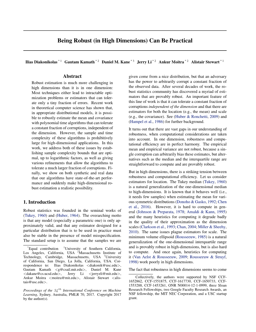 Being Robust (In High Dimensions) Can Be Practical