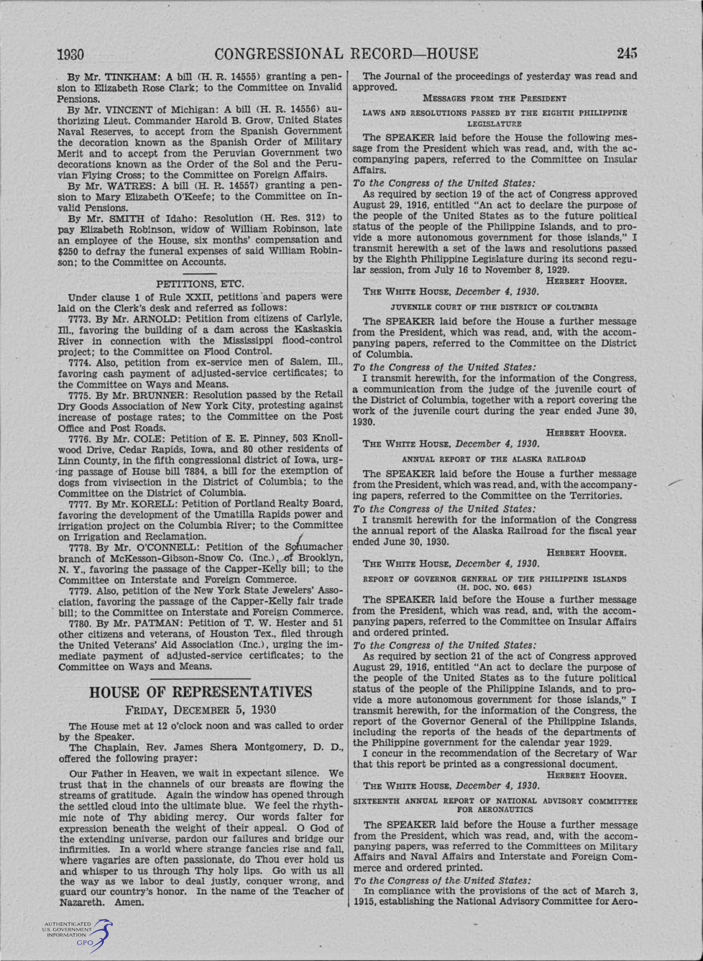 Congressional Record-House 245 House of Representatives