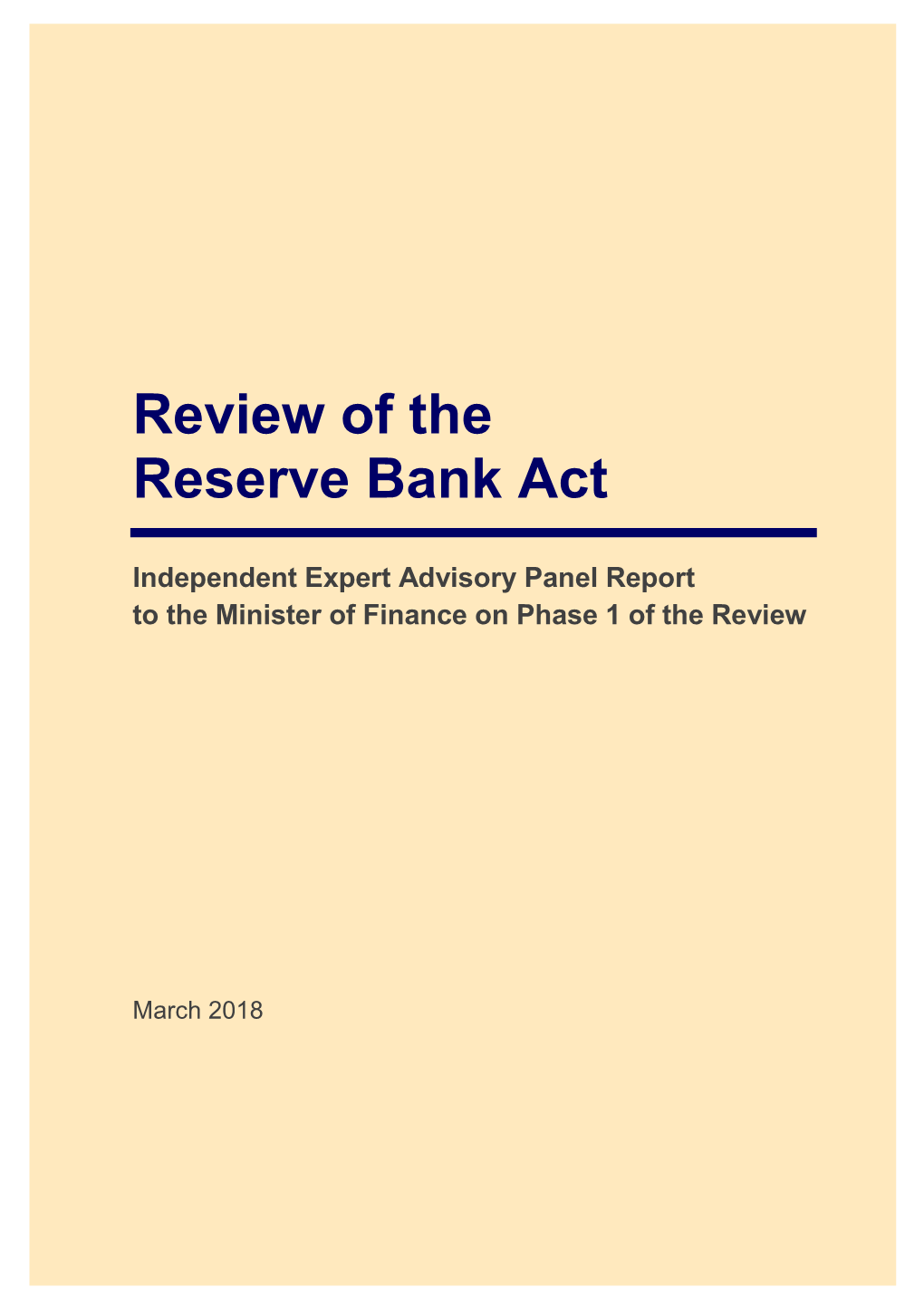 Review of the Reserve Bank Act