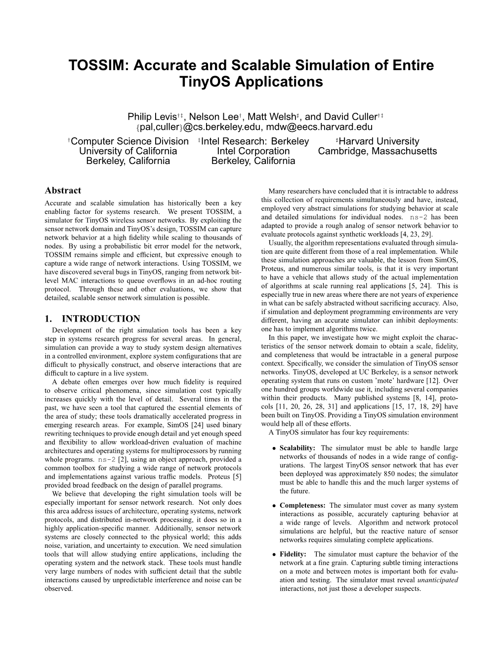 Accurate and Scalable Simulation of Entire Tinyos Applications