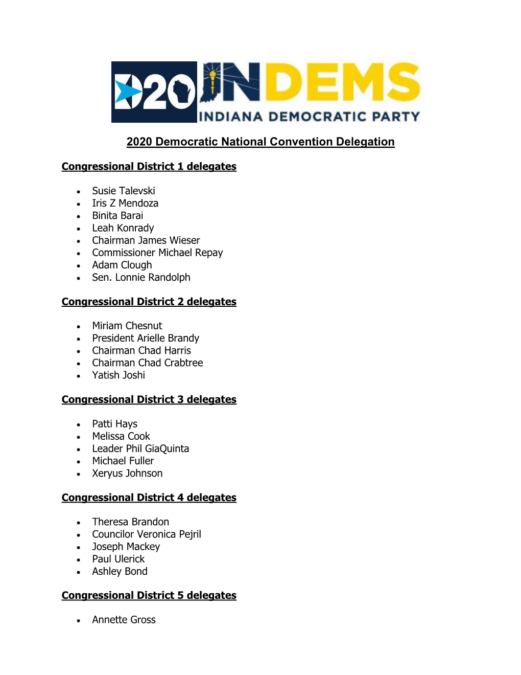 2020 Democratic National Convention Delegation